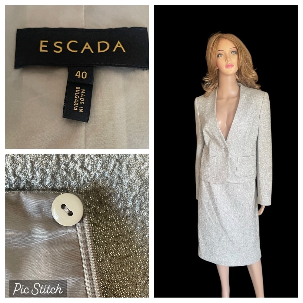 Escada‎ Silver Skirt blazer Suit size 40